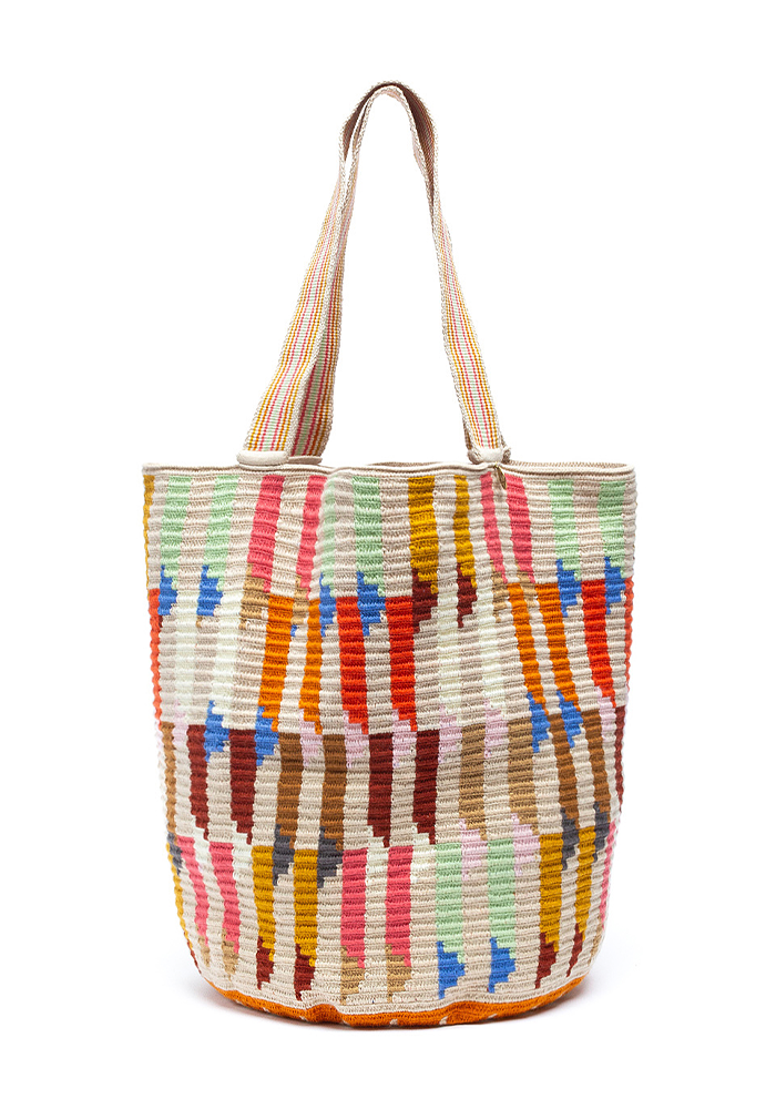 Tote Bag Sparrow Beige Et Multicolores - Guanabana