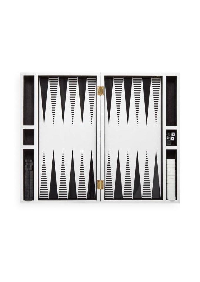  Jeu "Backgammon Op Art" Noir Et Blanc