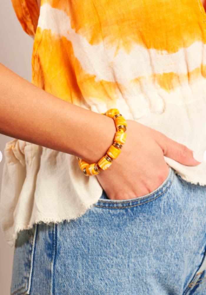 Fiona Arizona Bracelet In Yellow Glass Beads