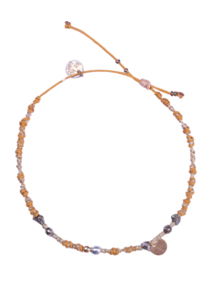 Bracelet Multi Perles Keishi Camel Et Dore