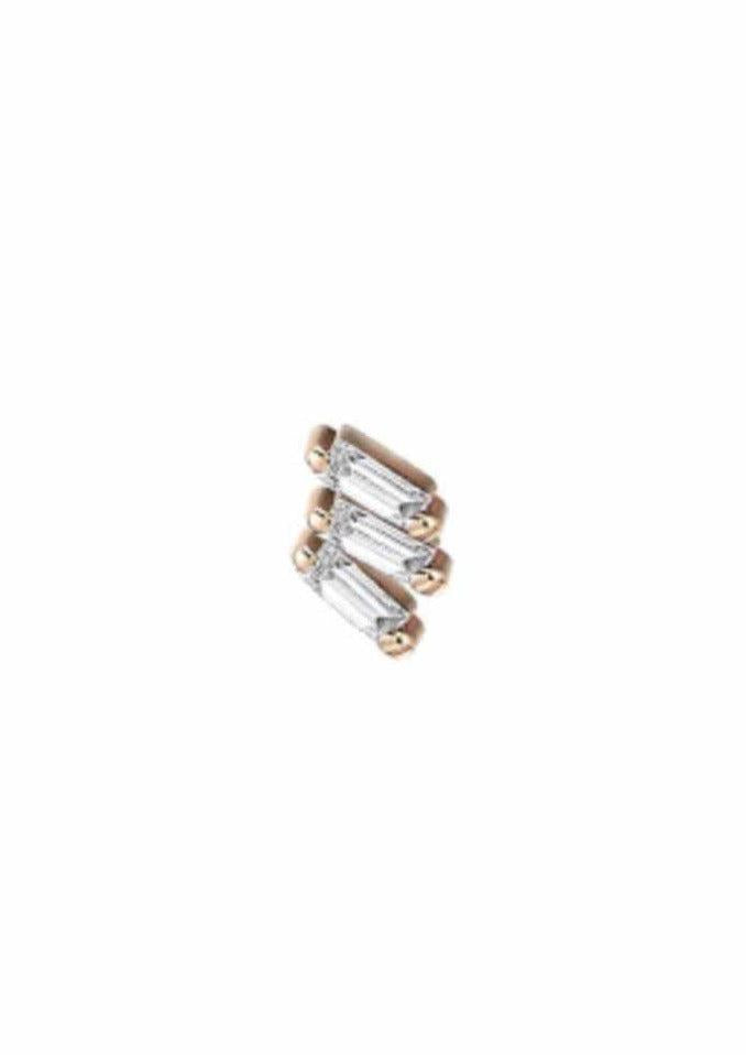  Boucle D'Oreille "Petite Barette" Diamants Blancs