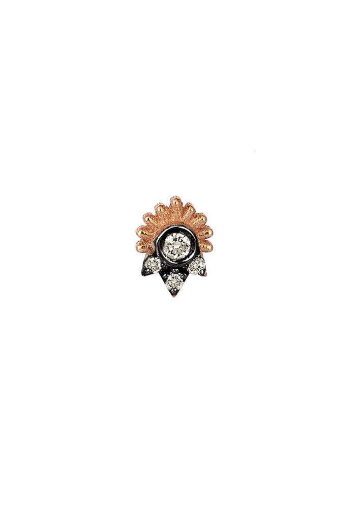 Puce Spike En Diamant Champagne Et Or Rose - Kismet By Milka