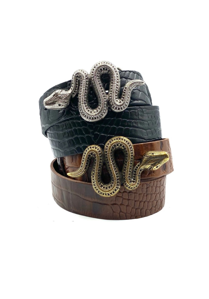Hebilla de cinturón de serpiente dorada