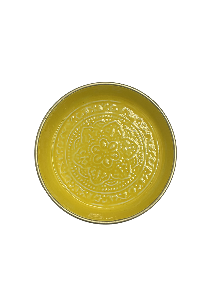 Round Berber Tray In Yellow Metal Small Model