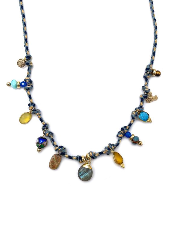 Bianca Blue And Beige Long Necklace