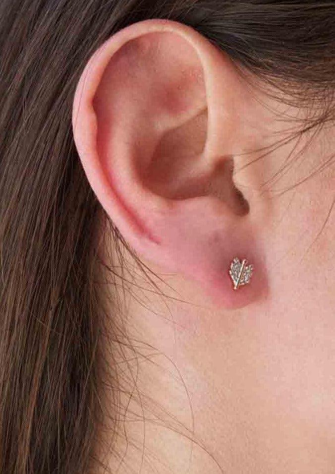 Boucle D'Oreille "Mini Quill" Diamants Champagnes