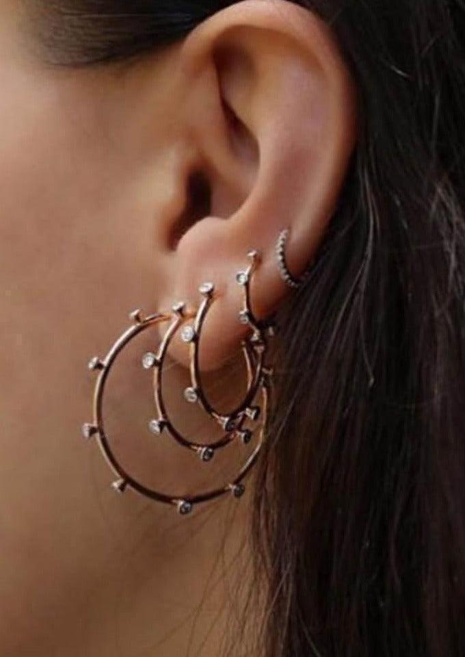  Boucle D'Oreille "Tiny Hoop" Diamants Blancs