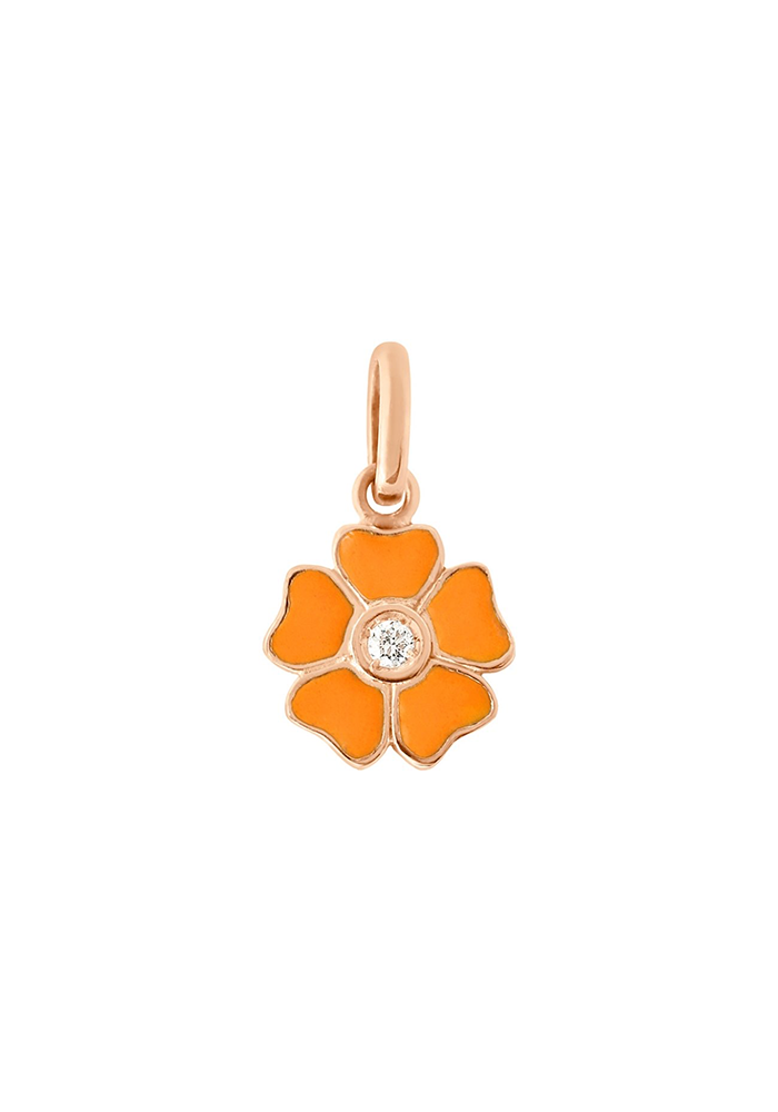 Pendentif Fleur Résine Mandarine Et Diamant - Gigi Clozeau