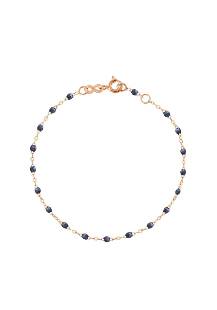 Bracelet Classique Gigi Or Rose Et Résines Bleu Nuit 17cm