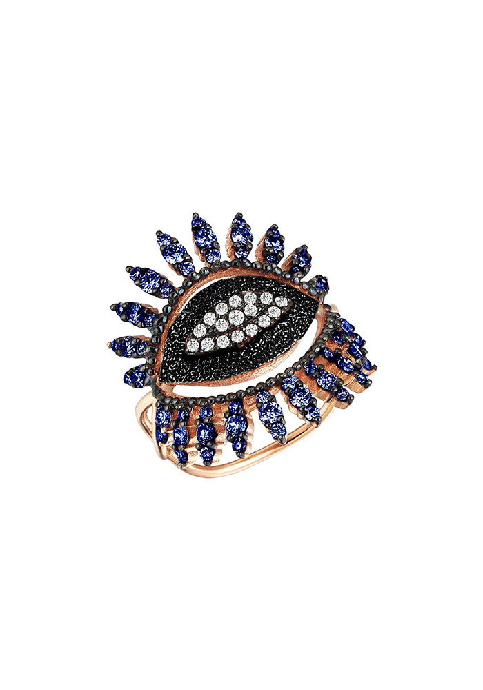 Regina White Diamond and Sapphire Eye Ring