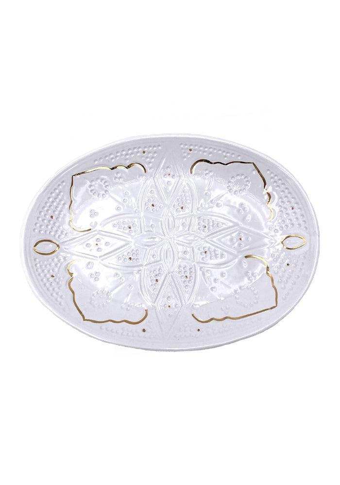 Grand Plat Ovale Empreinte Blanc - Blush Sélection