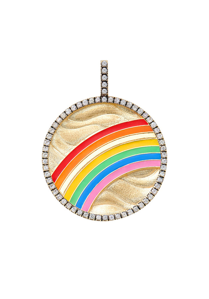 Médaille Rainbow Email Et Saphirs Blancs - Feidt