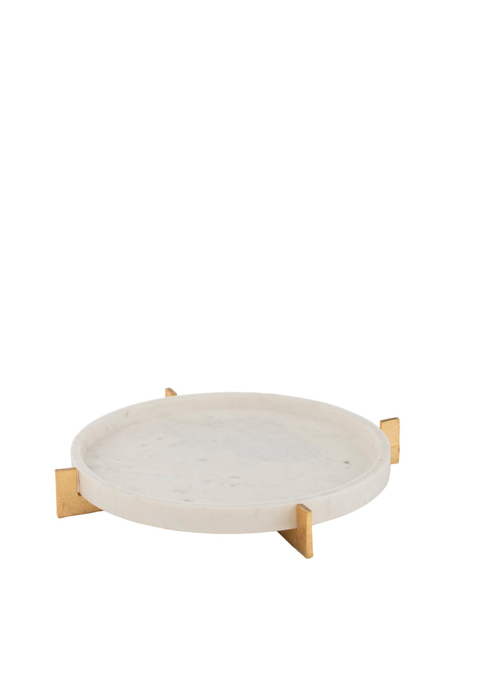 White Marble Round Tray and Golden Legs