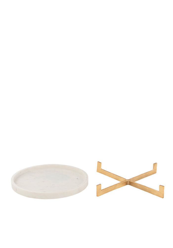 White Marble Round Tray and Golden Legs