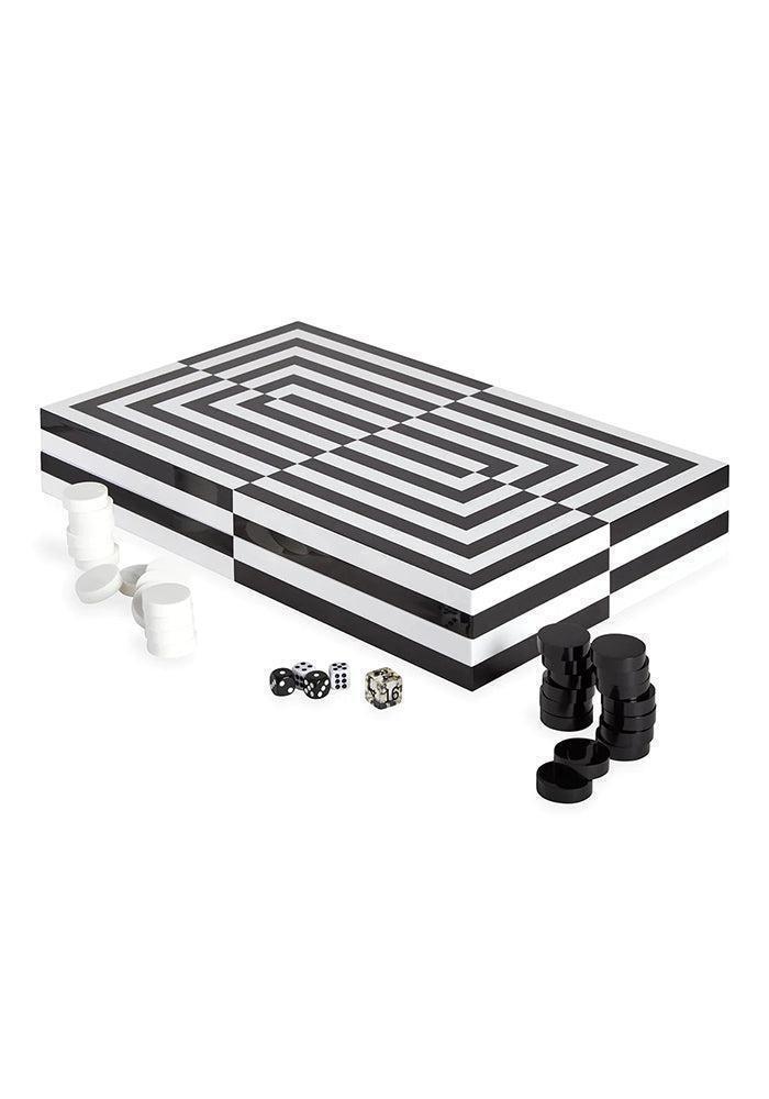 Juego "Backgammon Op Art" Blanco y Negro