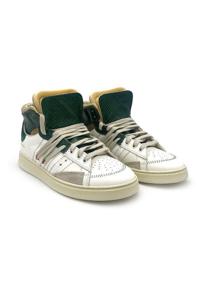 Men s The Cage Dual High White And Khaki Trainers