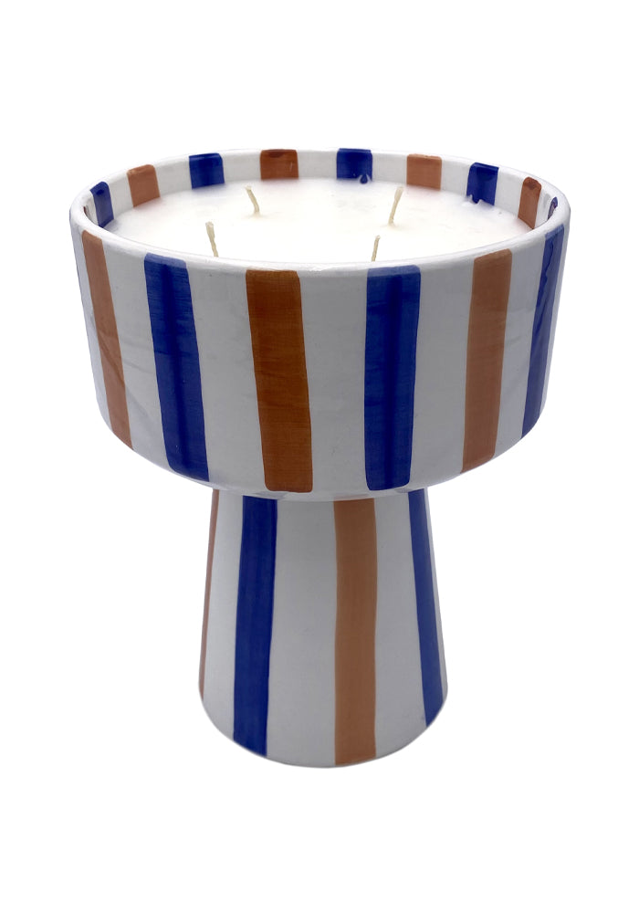 Fruit Cup Candle Medium Model Ourika Blue And Gold Ceramic
