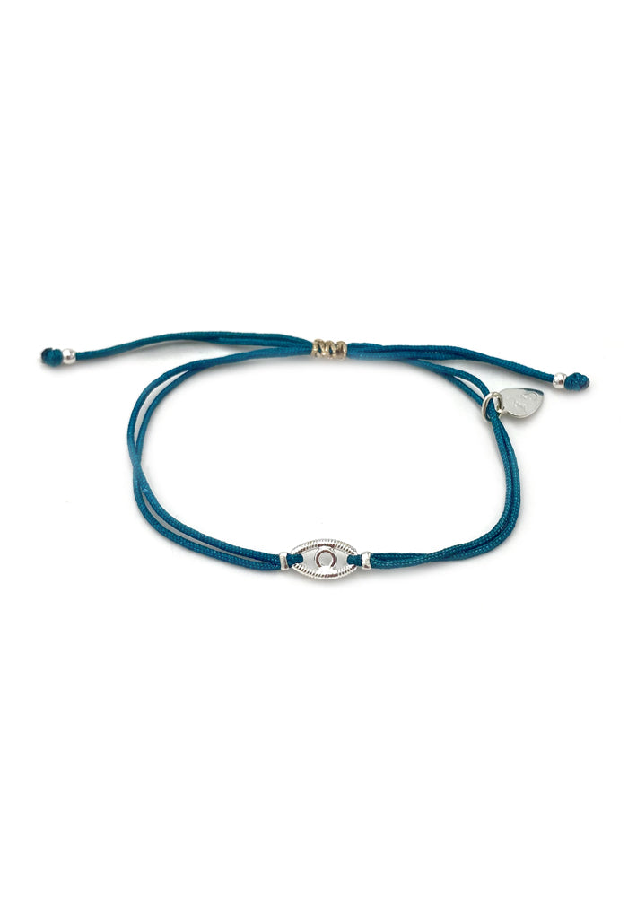 Bracelet Argent Eye Sur Cordon Bleu Canard - Petit Modèle