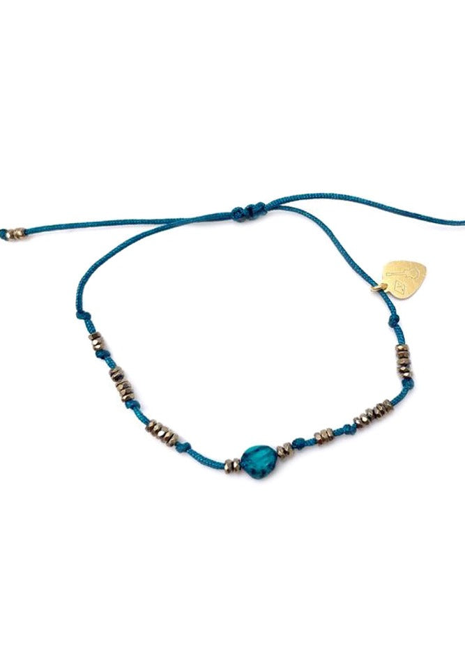  Bracelet Cordon Turquoise Brute Et Pyrites