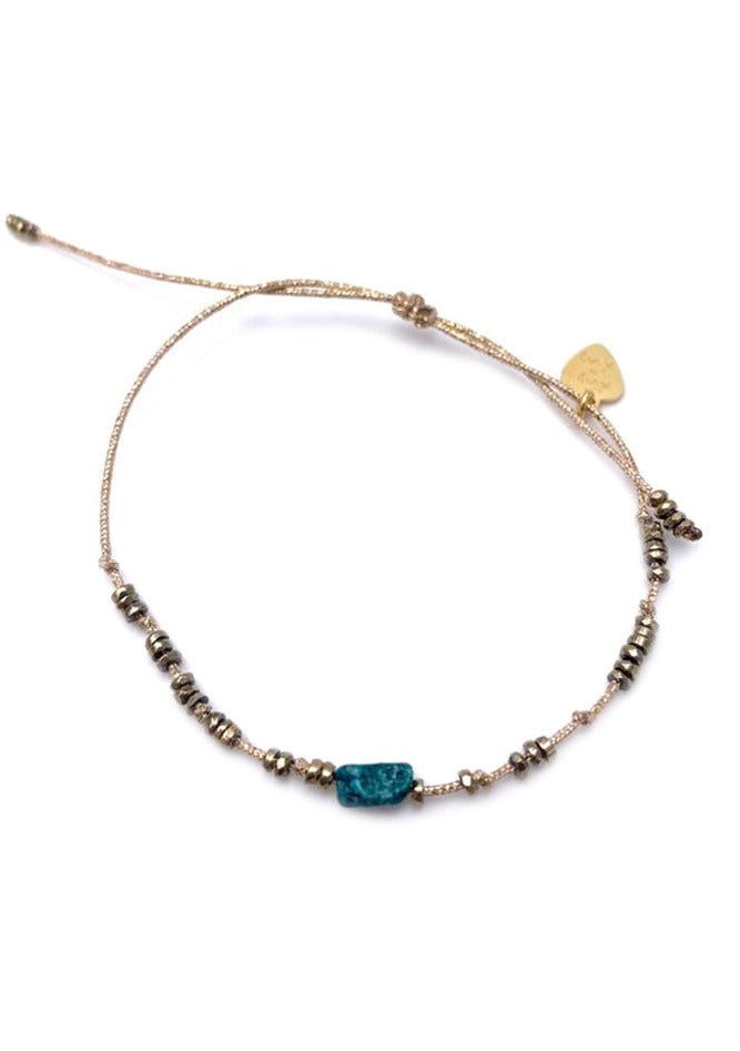  Bracelet Cordon Turquoise Brute Et Pyrites