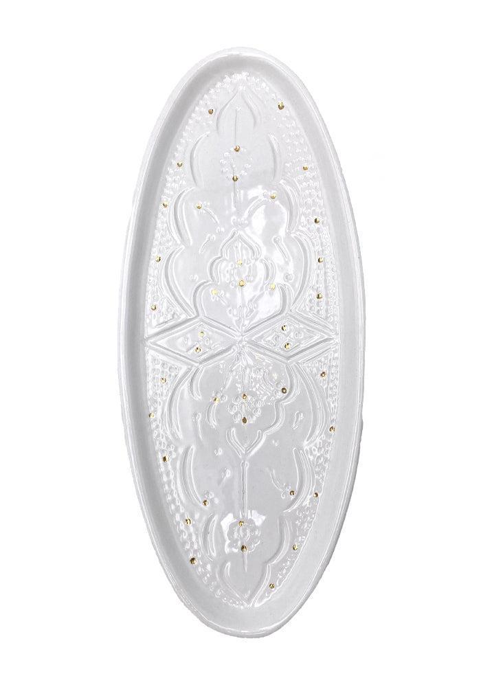 Grand Plateau Ovale Empreinte Blanc - Blush Sélection