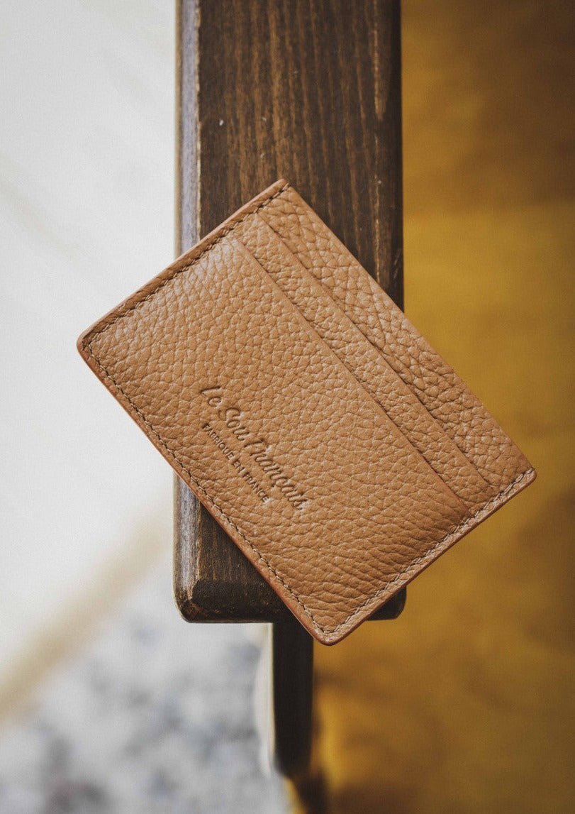 Gaston Leather Card Holder Coin 5cts Camel